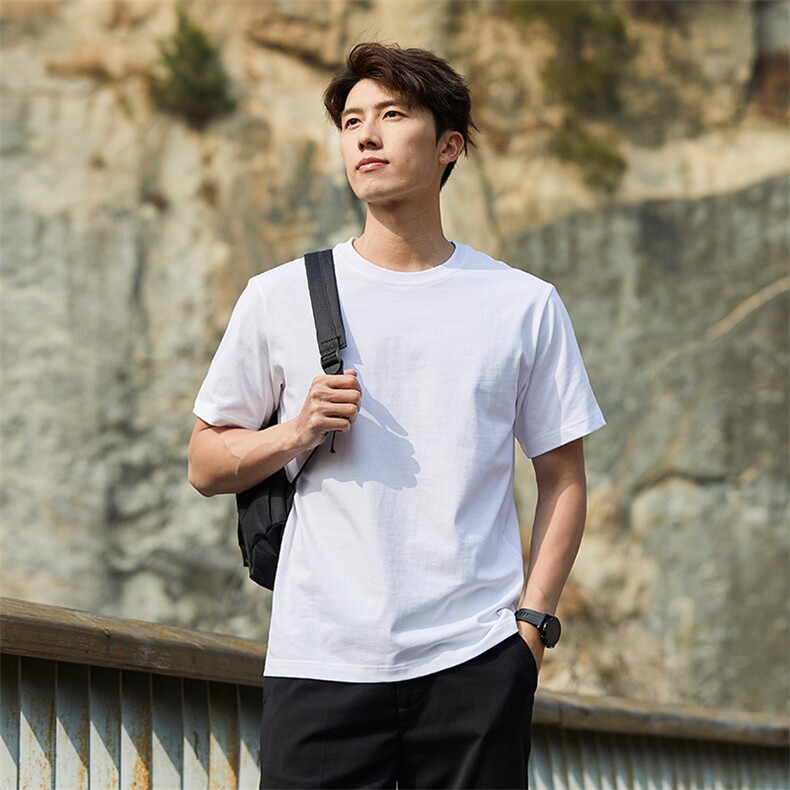 港风冰感短袖T恤宽松百搭纯色光板圆领短袖TC3161-P13，男装T恤，星座717