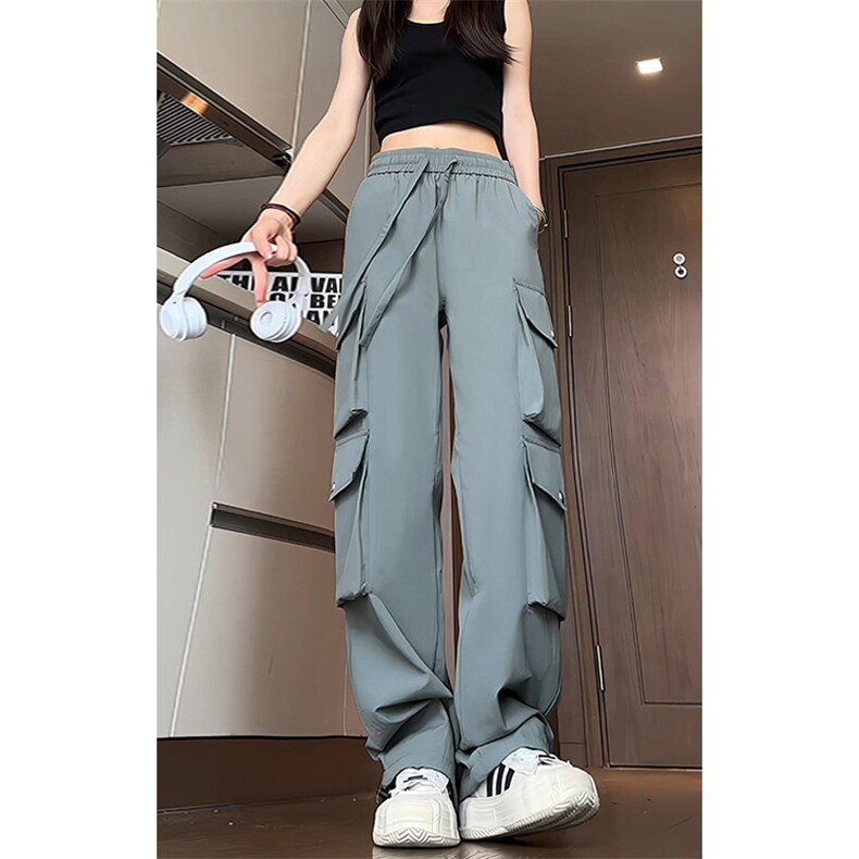 特批P43无差价夏秋衔接美式抽绳束脚工装裤男宽松潮阔腿长裤K1368,男装休闲裤,电商A001