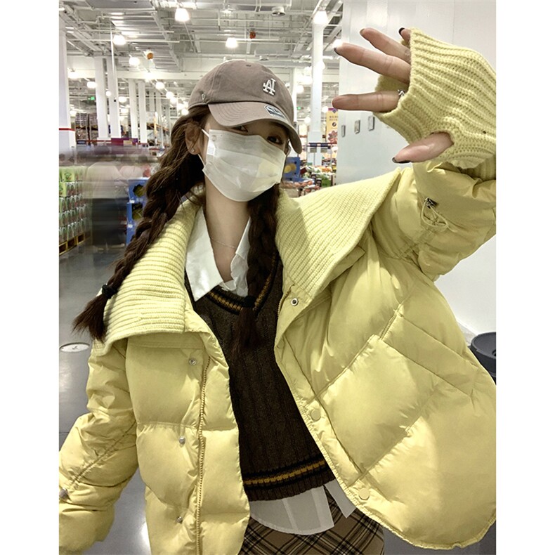 短款羽绒服女2025冬季韩系超好看连帽面包服白鸭绒厚外套图片