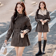 现货2026年秋季新款中长款拼色潮休闲风衣外套，女装风衣，依如秀(原杭风阁)