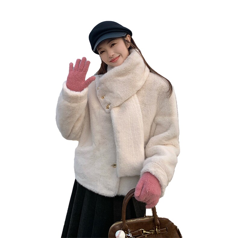 现货新款围脖式高级感加厚皮毛一体皮草外套2982P205K298,女装皮草,2C029
