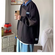 【003】假两件卫衣男士宽松长袖高街翻领体恤上衣A079-L03--P36，男装T恤，电商A079