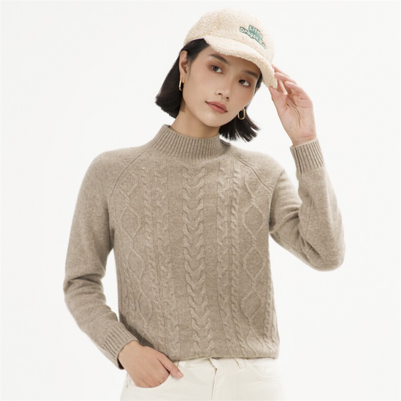 2024秋冬新款山羊绒衫女半高领加厚套头毛衣宽松针织打底衫,女装羊绒衫,巾兮羊绒
