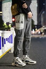 男士休闲裤2021春秋新款工装裤九分裤宽松束脚小脚裤潮牌DS882T，男装休闲裤，电商A102