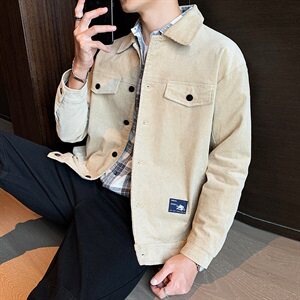 夹克男2021春秋季新款灯芯绒休闲百搭外套潮牌DF53T图片