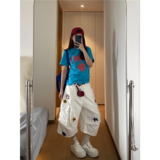 高街帅气七分裤工装大口袋百搭宽松2026夏季ins休闲短裤K6496-P56，男装牛仔裤，星座412-3