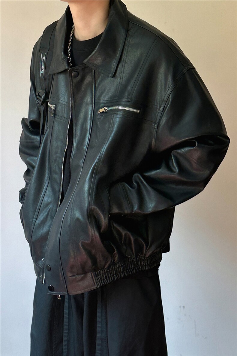 现货-水洗质感复古皮外套男pu机车服潮牌痞帅夹克-AP23106-P115,男装夹克,电商A351