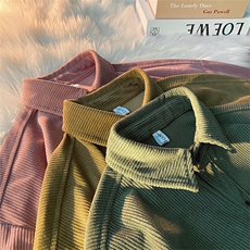 现货厚实灯芯绒衬衫男秋冬款港风宽松复古长袖衬衣CS027-P48，男装衬衫，星座301C-5