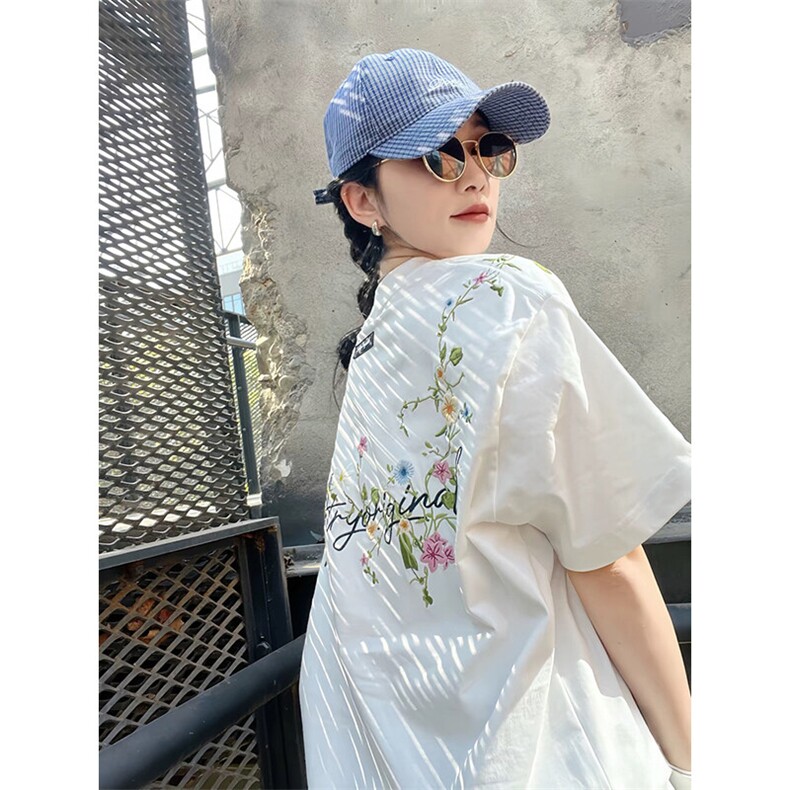 万针全刺绣工艺抖音得物高品质260克重磅纯棉双纱美式高街短袖T恤,男装T恤,电商A486-1