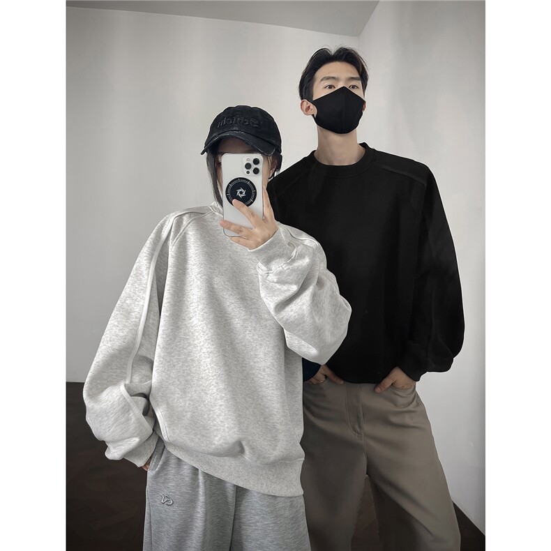 重磅全棉拼接420克结构板圆领卫衣撞色短宽外套男潮RH5317-特P47，女装短外套，星座610B-1