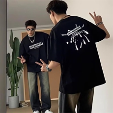 1506/QCM3270/P31重磅美式高街烟花印花短袖潮牌百搭宽松上衣服，男装T恤，星座1506