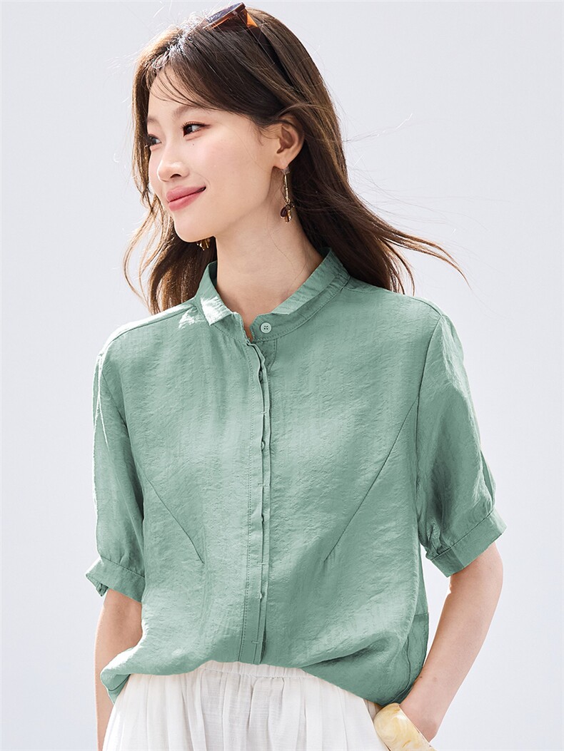 现货2026夏装新款修身透气舒适气质上衣女士衬衣,女装衬衫,木子恋