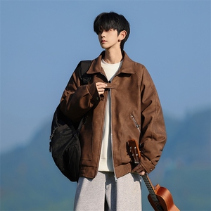 JK8606-P78 L-8XL2026春季大码美式皮棉翻领衣夹克外套图片