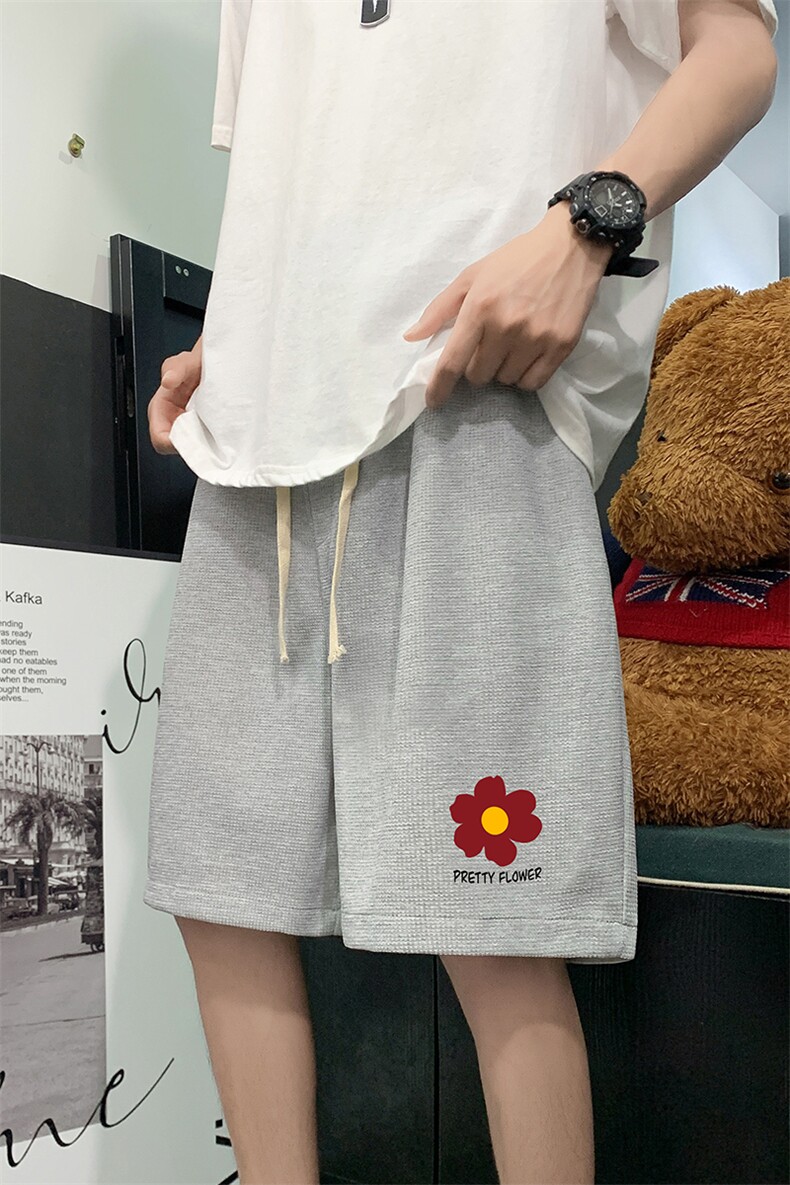 HD74257-P22华夫格短裤男大码宽松五分裤男直筒中裤,男装休闲裤,电商A040