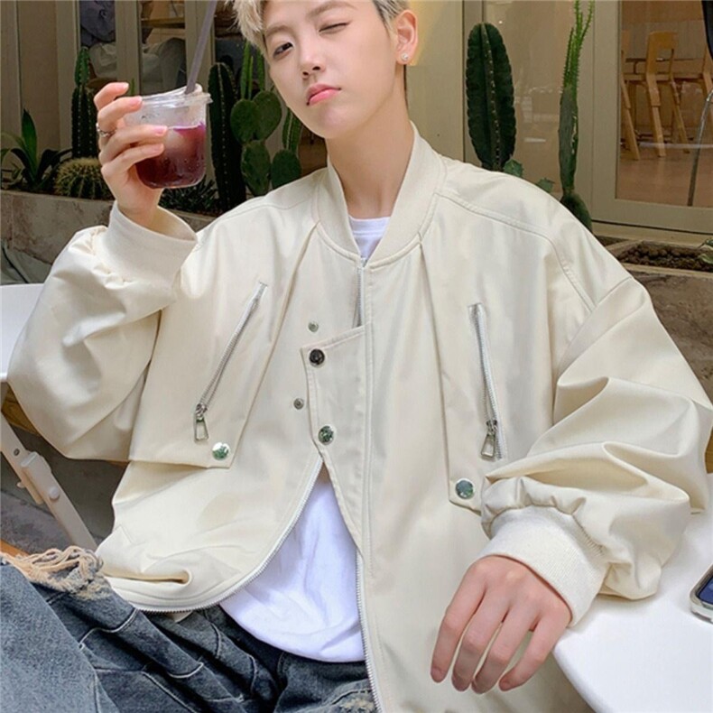 美式高街工装外套男春秋季薄款情侣休闲棒球服潮牌复古飞行员夹克,男装夹克,星座506A