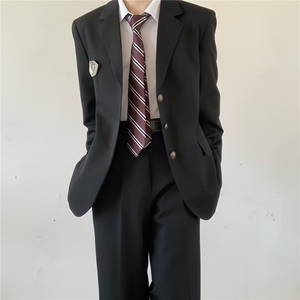 dk日系制服绀色西装外套男那士jk大学生正装新郎西服西裤子套装图片