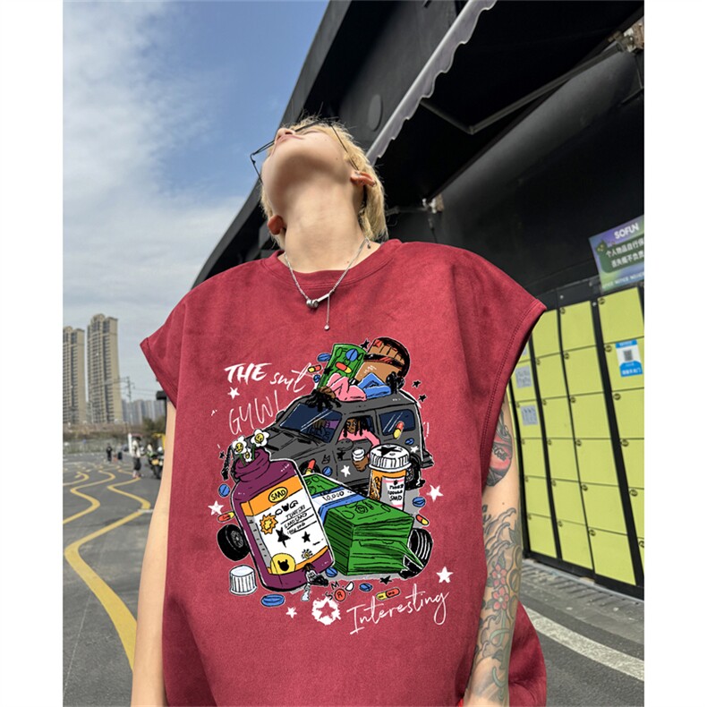 麂皮绒背心坎肩男T恤美式港风潮JB459-特P19控38,男装背心/马甲,电商B370