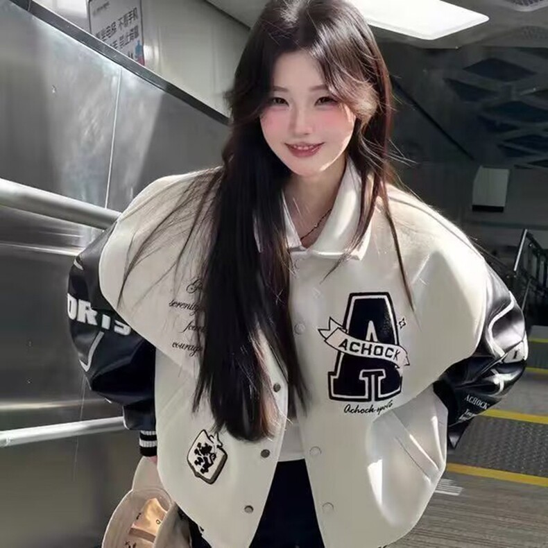 春秋棒球刺绣少女高中学生上衣夹克情侣复古初中服冬美式外套新款,女装卫衣/绒衫,星座218-8