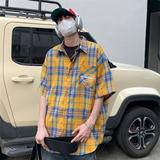 特P35无差价新款夏季时尚百搭格子衬衫-HC2130日系相机风，男装衬衫，电商A003