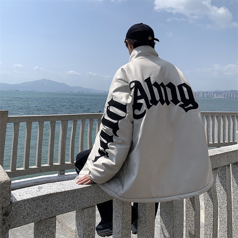 XZ213-MY36-P128控148港风潮牌纯刺绣PU皮棉服加厚保暖棉衣,男装棉衣,星座213