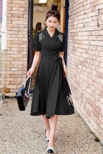 2023年夏季韩版通勤中长款流苏修身连衣裙，女装连衣裙，时尚俏佳人