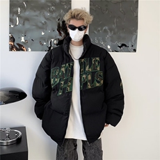 冬季立领棉衣外套男绣花潮牌休闲日系潮流青少年复古运动棉服，男装棉衣，星座716-2