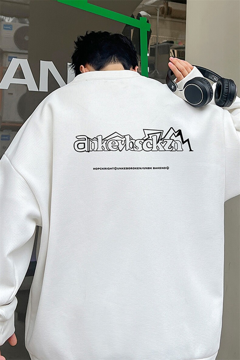 华夫格！华夫格上衣男圆领华夫格卫衣男大码长袖t恤男HY187-P30,男装T恤,电商B367
