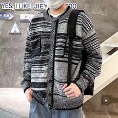 自制日系休闲混色开衫毛衣男士秋冬季宽松针织外套潮M875，男装针织衫/毛衣，星座1116A-1（原606A）