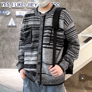 自制日系休闲混色开衫毛衣男士秋冬季宽松针织外套潮 M875图片