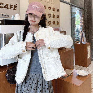 白色休闲小香风外套女2024秋季新款高级感时尚减龄小个子百搭上衣图片