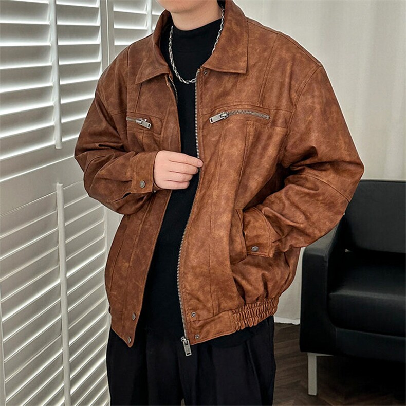 现货-春款复古皮衣男pu机车服皮外套潮牌痞帅夹克-AP23106-P115,男装夹克,电商A351