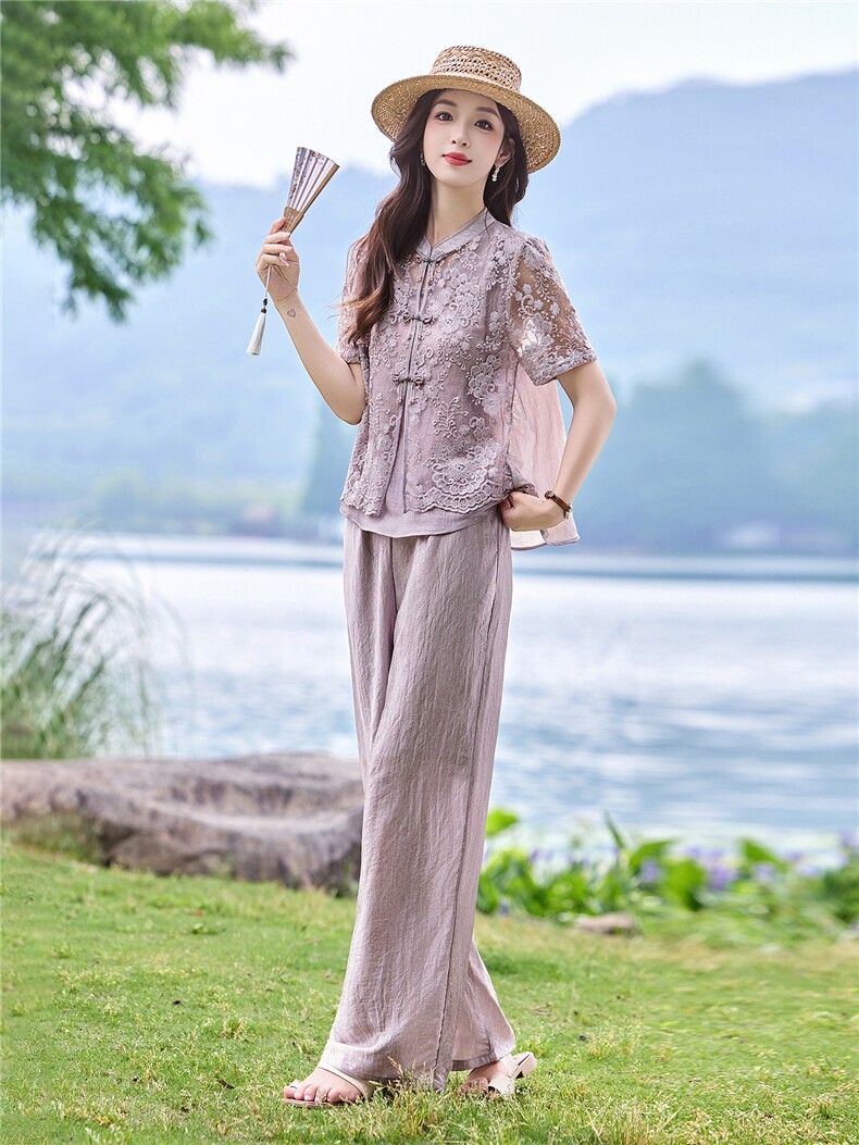 2026年夏季中年装妈妈装气质潮大码新款两件套装,女装套装/套裙,艾仟回(原伊仟回)