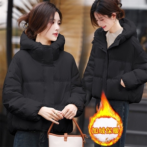 短款连帽羽绒服女2025年冬季新款小个子加厚保暖面包服白鸭绒外套图片