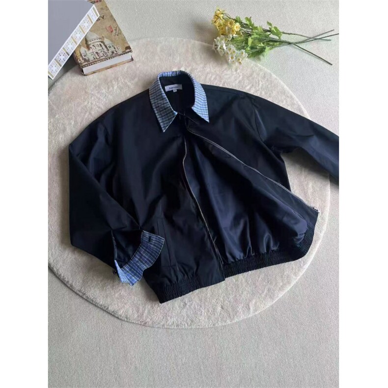 假两件miu系卡其藏蓝哈灵顿夹克外套学院风cleanfit老钱JKK29p65,男装夹克,电商D256