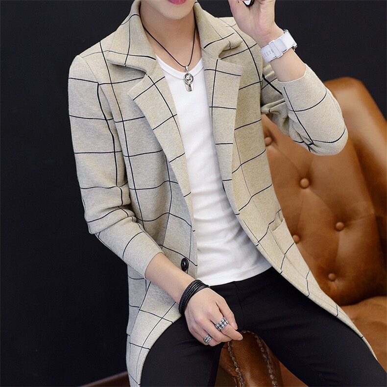 秋冬主推针织衫男长款风衣毛呢大衣毛衣男长款外套1088，男装风衣，A067