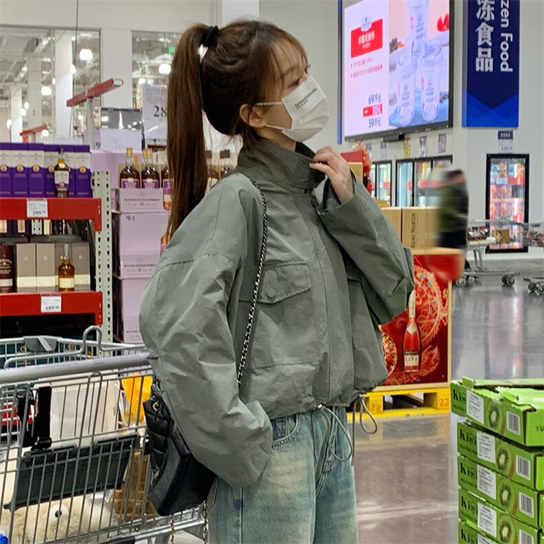 现货韩版休闲百搭显瘦短款风衣外套女2D075-(P140-K195),女装风衣,2D075