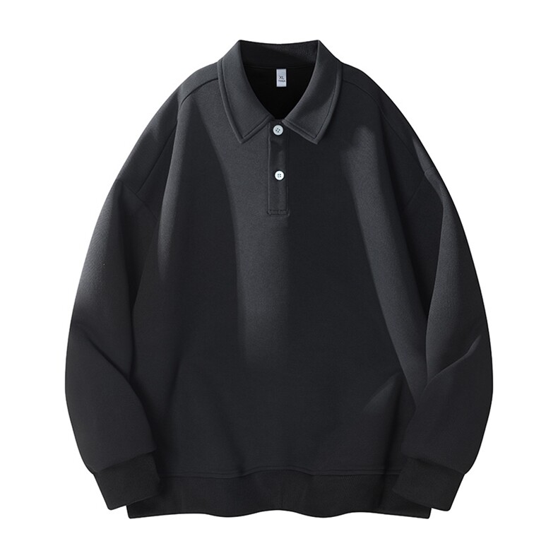 春季复古简约纯色长袖POLO衫男士潮牌宽松休闲百搭卫衣9170P40，男装Polo衫，星座311B-1