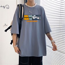 港风宽松大码火影卡卡西运动潮流短袖纯棉T恤男装打底衫T53-P22图片