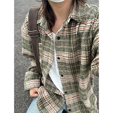 400G磨毛秋冬新款格纹翻领衬衫加厚磨毛格子外套CS316-P45，男装衬衫，星座301C-5