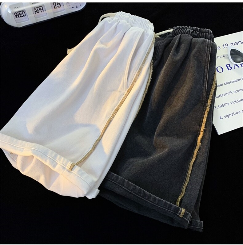 撞色边牛仔短裤男B342-DK1015-P38控48,男装牛仔裤,电商B342