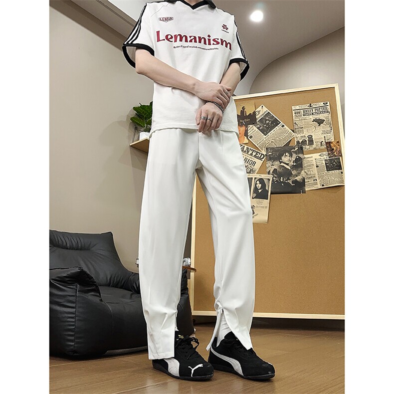 XK618-P40全橡筋腰前拉链小脚口西裤垂感免烫滑料宽松长裤,男装西裤,电商A178
