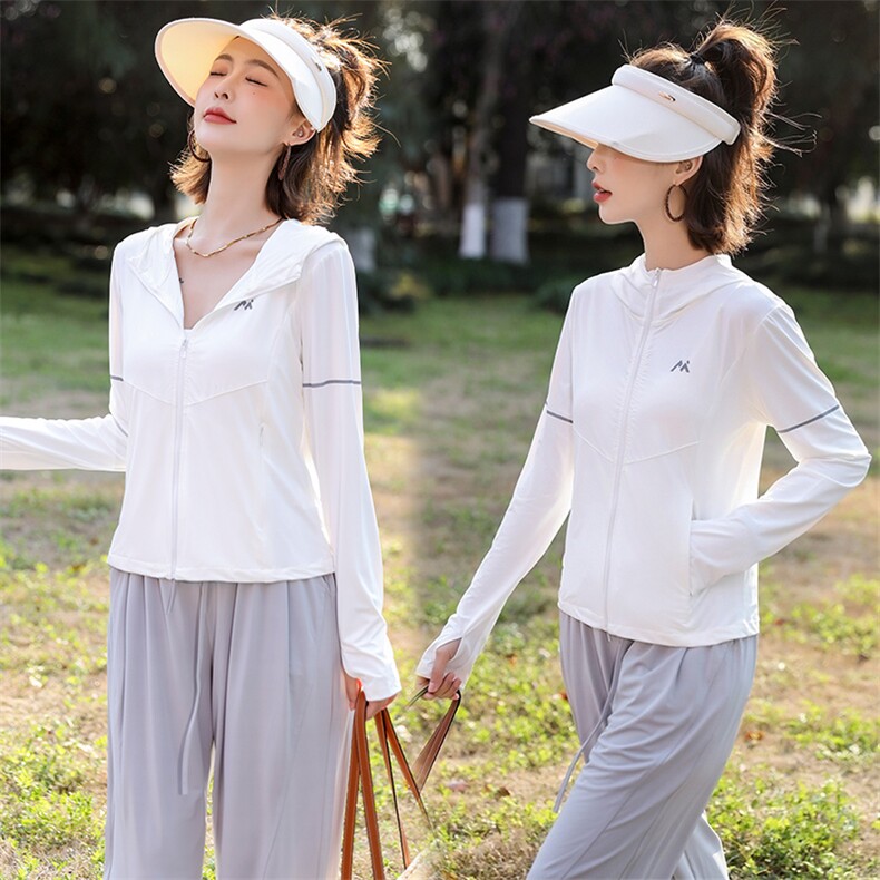 现货秒发防晒衣女收腰显瘦冰凉透气防晒衣瑜伽服防晒服，女装防晒衣，韩蔻秀