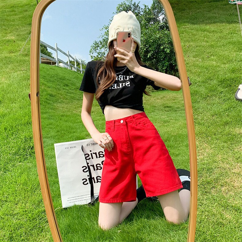 百搭牛仔短裤女2025新款ins潮牌水洗做旧直筒日系复古工装短裤,女装牛仔裤,星座506A