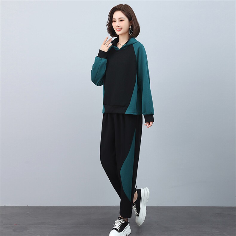 大码休闲运动套装女春秋季2025新款时尚高级感减龄卫衣搭配一整套,女装套装/套裙,叶笙衣
