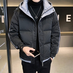 潮牌羽绒服男2024新款男装短款加厚帅气外套冬季轻薄保暖连帽上衣图片