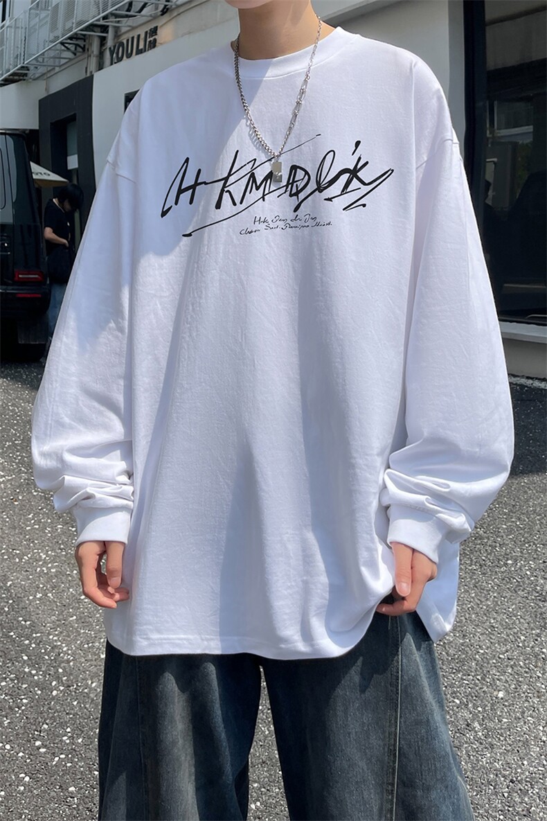春秋外景美式高街长袖T恤男潮青年百搭宽松薄卫衣CX00709/P30,男装T恤,电商B316