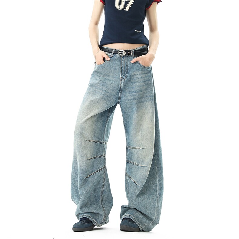 【现货】美式复古水洗竹节纹弯刀牛仔裤男女XZ502-K851-P65控89,男装牛仔裤,星座502