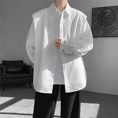 8XL-M春夏假两件衬衫长袖大码痞帅高级感衬衣垂感外套CS9005/P60，男装衬衫，电商B238