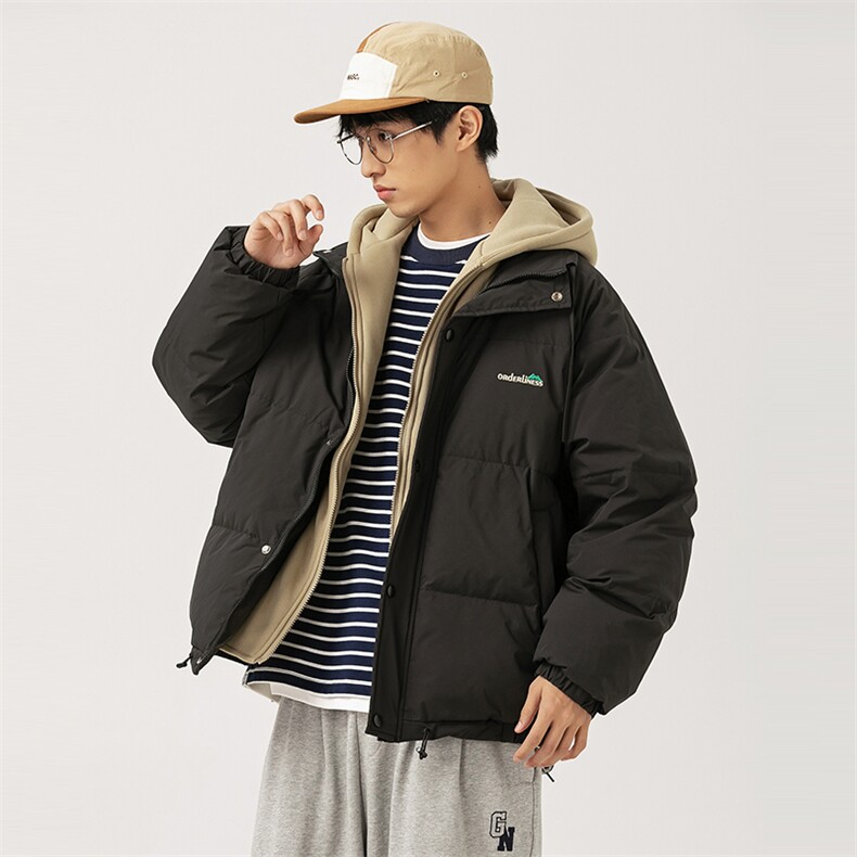 2026冬季新款男日系潮牌纯色假两件白鸭绒羽绒服厚外套YR12-F255,男装羽绒服,电商A101（原外27）