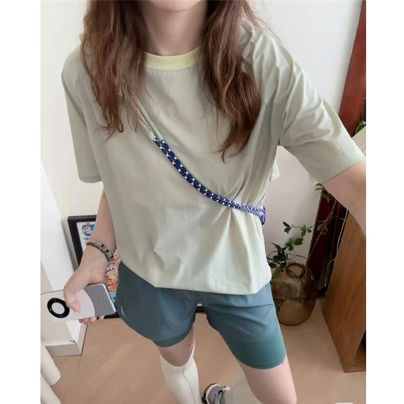 网图夏季速干凉感后背镂空透气网眼短袖男女设计感撞色T恤特P28,男装T恤,电商C306-1
